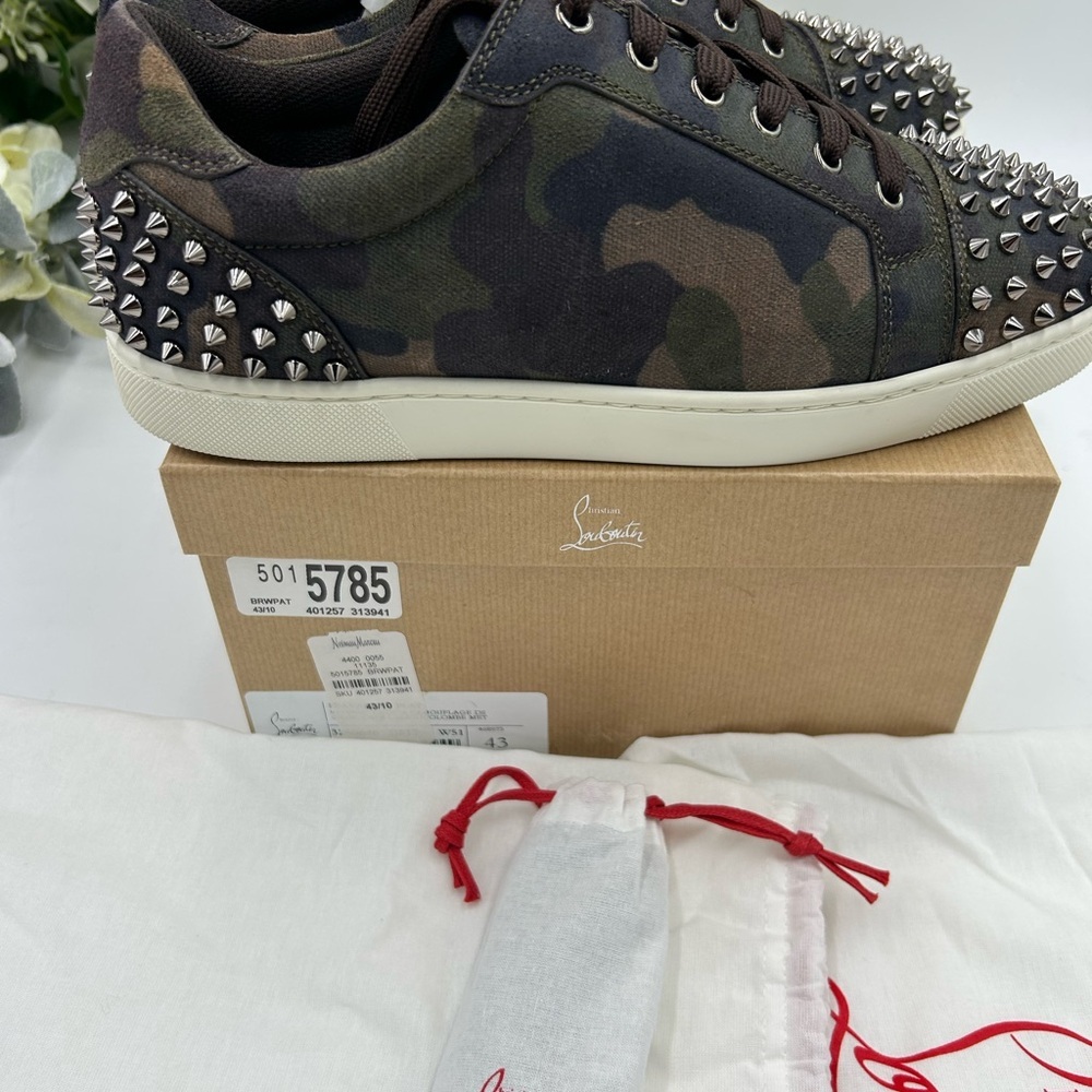 Men's Christian Louboutin SEAVASTE camouflage print sneakers size 43 made Italy - Picture 11 of 11